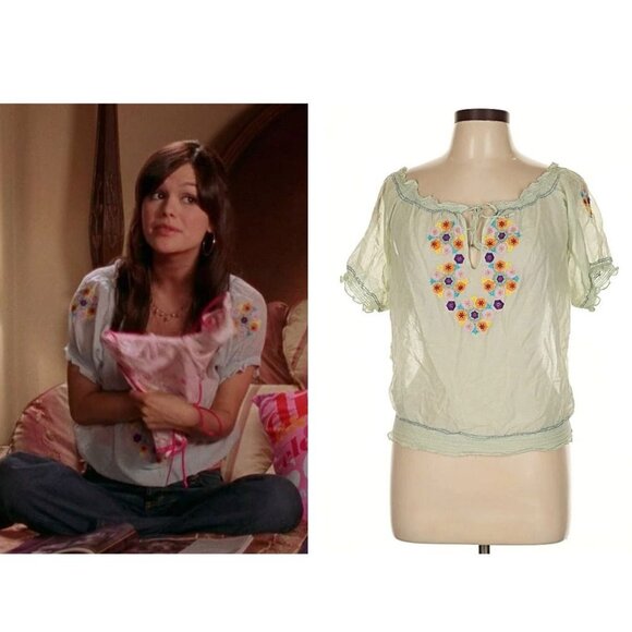 SOLD ASO SUMMER ROBERTS RACHEL BILSON THE OC Embroidered Peasant Top EUC RARE - Picture 1 of 6